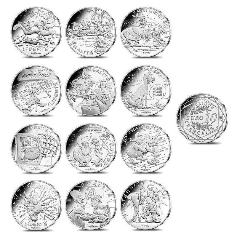 Astérix et les Valeurs de la République : 12 x pièces de 10€ en argent Astérix et les Valeurs de la République : 12 x pièces de 10€ en argent